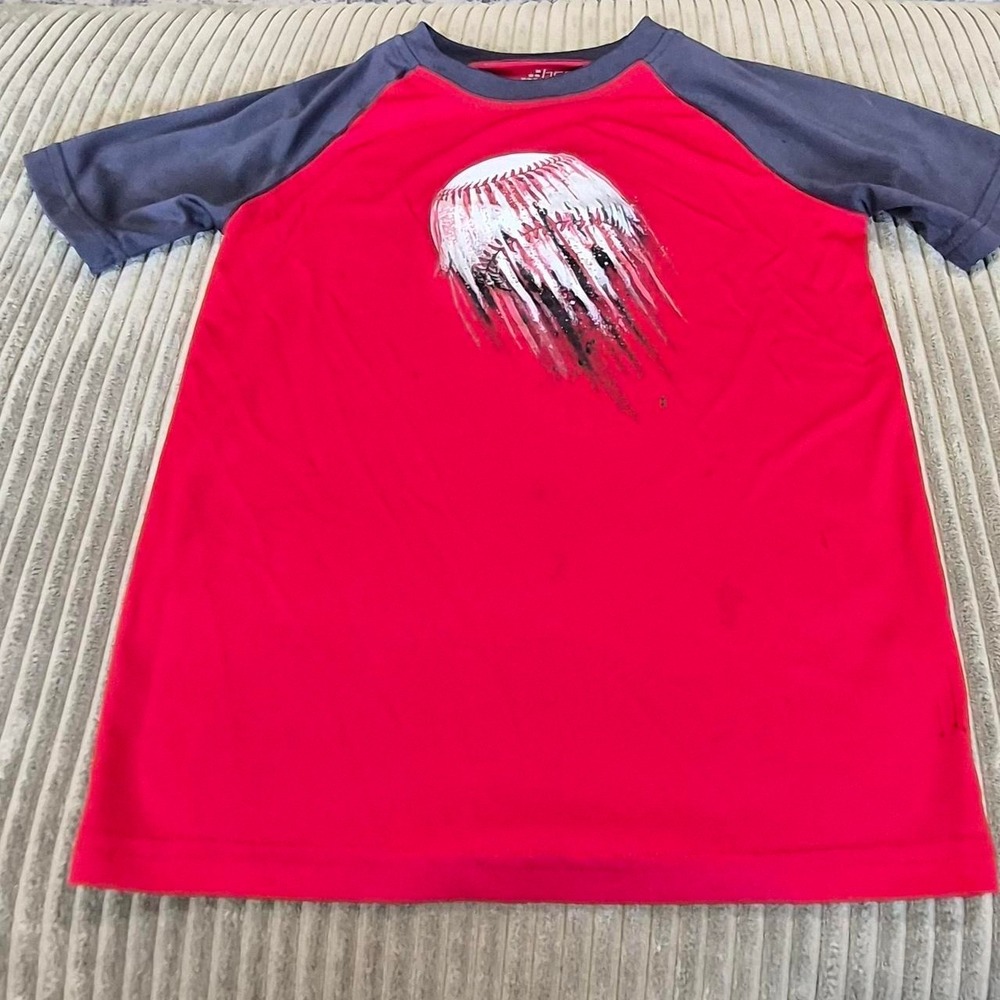 BCG Boys Baseball Graphic Athletic Performance Shirt Size Small 8 Flawed